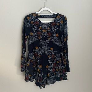 Free People Open Back Floral Tunic Dress XS